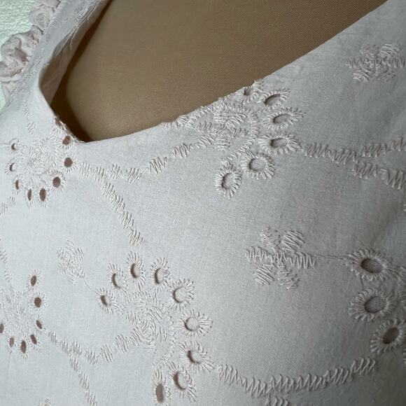 Valentina Naldi Top Womens Size Small Cotton Pink Embroidered Eyelet Flutter New - Picture 5 of 10
